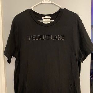 helmut lang embroidered black logo tee